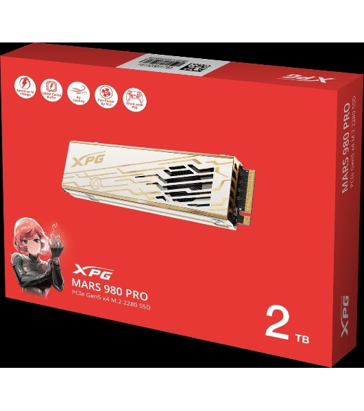 Накопитель SSD ADATA XPG MARS 980 PRO, 2Tb, PCIe 5.0 x4, M.2 2280, NVMe, R/W 14000/13000, с радиатором