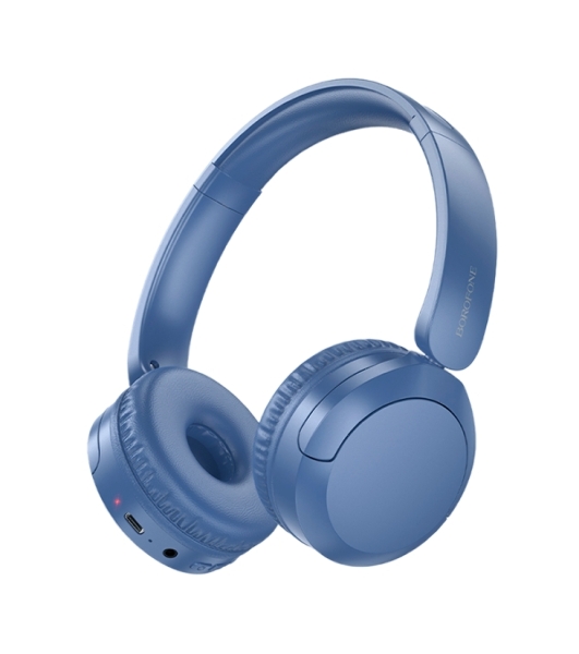 Беспроводные/проводные наушники Borofone BO37 синий, накладные, Bluetooth + проводной, складная конструкция, микрофон, до 25 ч