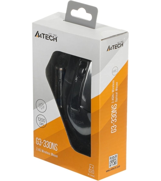 Мышь беспроводная A4Tech G3-330NS черный, 1200 dpi, радиоканал, USB, кнопки - 3