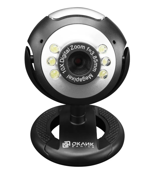 Веб-камера OKLICK OK-C8825 640x480, 30 кадр/с, USB Type-A, микрофон, черный/белый