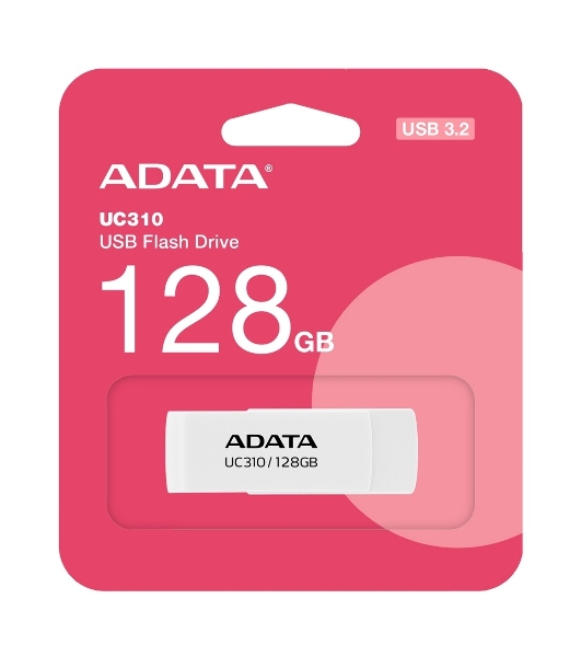 Флешка USB ADATA UC310 (UC310-128G-RWH), 128Gb, USB 3.2 Gen1, R/W 100/30, белый