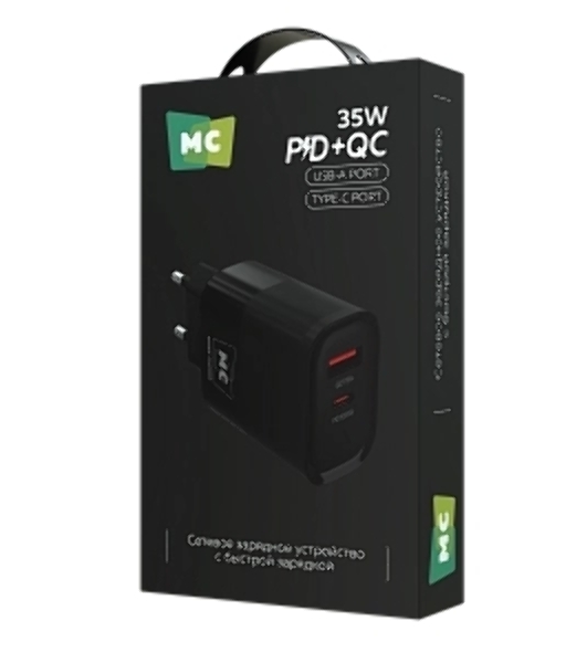 Сетевое зарядное устройство MORE CHOICE NC82 1USB+1Type-C 3.0A PD 35W+QC3.0 для Type-C Type-C черный