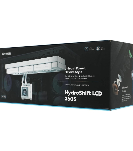 Система жидкостного охлаждения Lian-Li HydroShift LCD 360S Soc-AM5/AM4/1700 белый 4-pin 29.8dB Al+Cu LCD 330W Ret (G89.GHSLCD36SW.R0)
