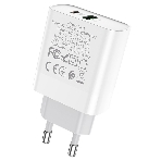 Сетевое зарядное устройство HOCO C80A Rapido 1xUSB + 1xUSB-C, 3.1A, 20W, белый, фото2