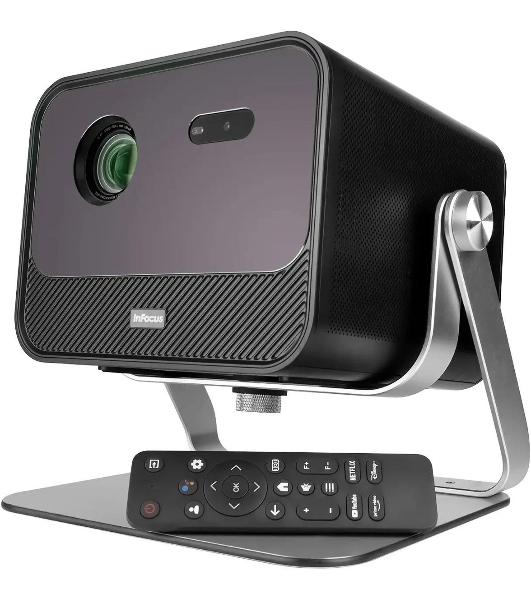 LED проектор InFocus IN3038SL Crusader Grandmaster с подставкой DLP, 1200 lm, FullHD, (1.2:1), HDMI 2.0 (eARC) 2x USB-A 2.0), AUX, SPDIF, RJ45 (LAN), Bluetooth 5.1/BLE, wi-fi 2.4/5GHz, 2х20W Dolby Audio, до 25000ч., 2.36 кг