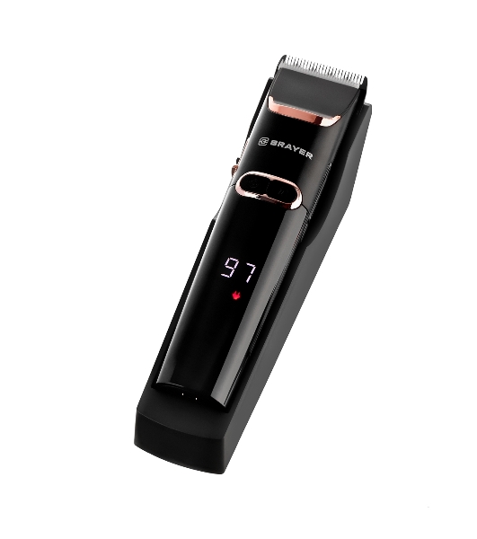 Машинка для стрижки BRAYER BR3401, LED-дисплей, 4 насад, турбо, титан. покр, регу. высоты лезвий