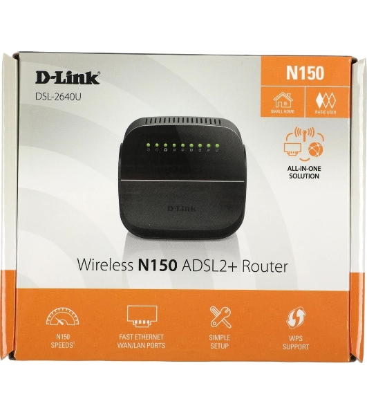 Роутер беспроводной D-Link DSL-2640U/R1A ADSL2+ черный ANNEX А