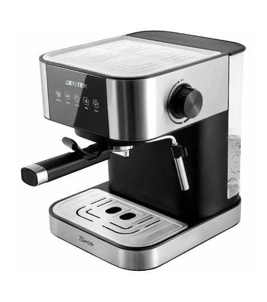 Кофеварка рожковая Centek CT-1164 серебристый, исп. кофе - молотый, 1.5 л, 1150 Вт, 15 бар