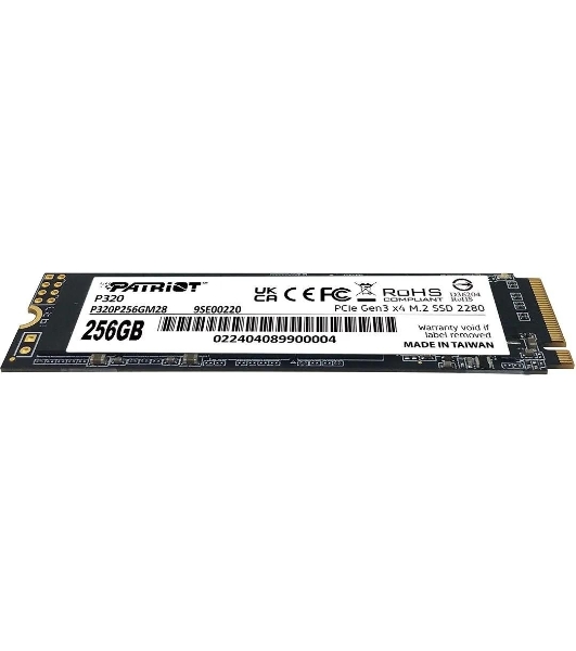 Накопитель SSD Patriot P320, 256Gb, PCIe 3.0 x4, M.2 2280, NVMe, R/W 2200/1200