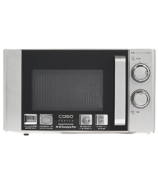 Микроволновая печь CASO M 20 Ecostyle Pro серебристый/черный, 20 л, 800 Вт, переключатели - поворотный механизм
