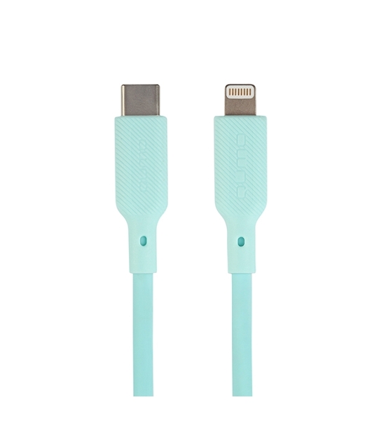 Кабель QUMO, MFI С94, Type-C на MFI Apple 8 pin, силиконовый, 1м, 2,22A, 9V, 20W, PD (голубой)