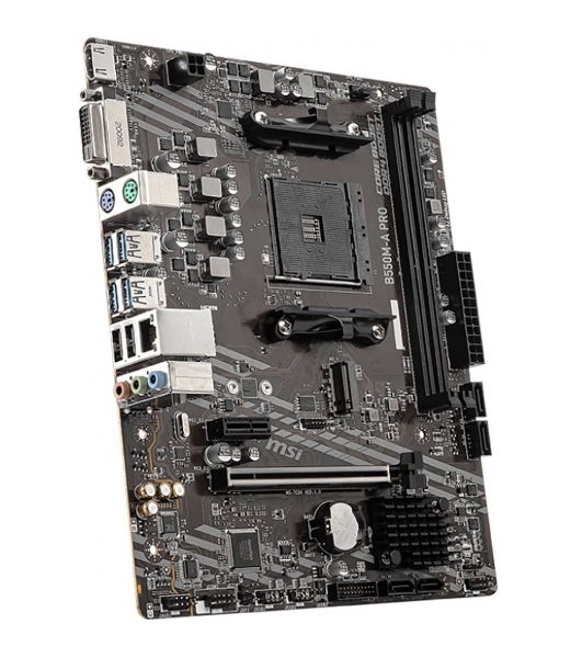 Материнская плата MSI B550M-A PRO, AM4, AMD B550, 2xDDR4, 4xSATA, 1xM.2, 1xPCIe 4.0 x16, 1xPCIe x1, 1xDVI-D, 1xHDMI, 1x 1Gb LAN, 2xUSB 2.0, 4xUSB 3.2 Gen 1, 3x3.5 мм, 7.1, mATX