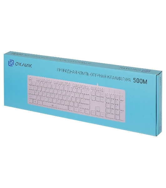 Клавиатура проводная Oklick 500M, USB, белый
