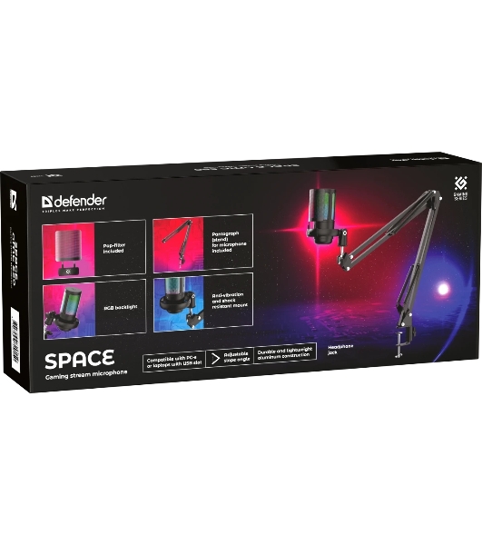 Игровой стрим микрофон Defender Space GMC 550 USB