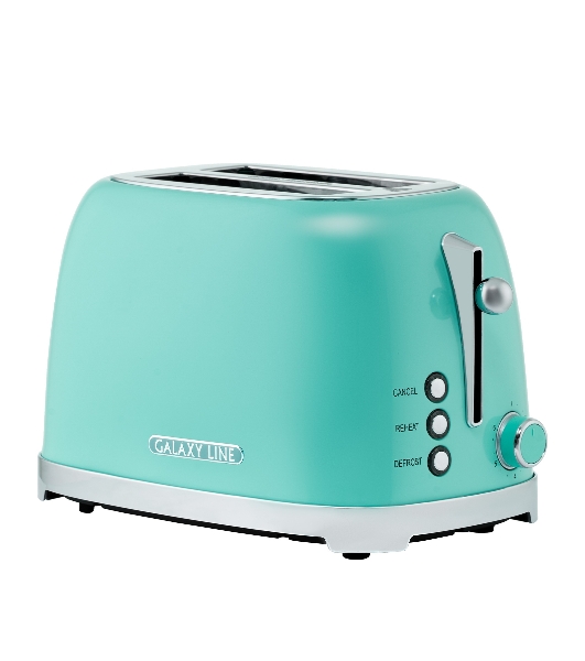 Тостер Galaxy Line GL 2917 бирюзовый, 900 Вт, 2 слота