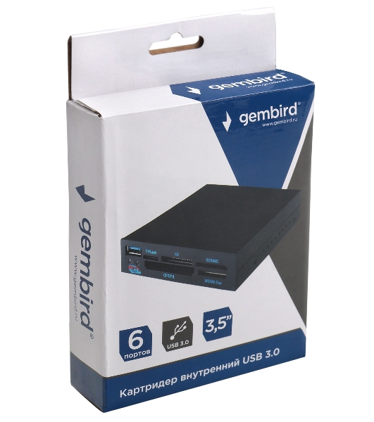 Кард-ридер Gembird FDI2-ALLIN1-03-B/черный/TF/SD/MS/CF/XD SDHC/USB 3.0/пластик