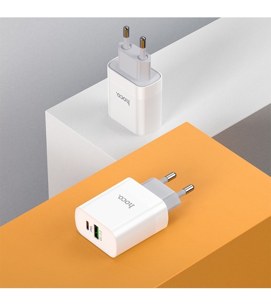 Сетевое зарядное устройство HOCO C80A Rapido 1xUSB + 1xUSB-C, 3.1A, 20W, белый