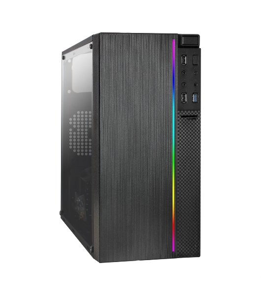 Компьютерный корпус Minitower ExeGate mEVO-9301 Black-RGb light, ATX, (500NPX), 2*USB+1*USB 3.0, HD Audio