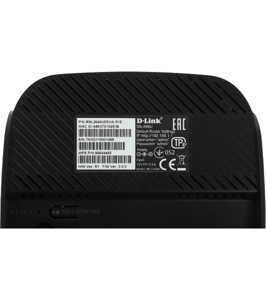 Роутер беспроводной D-Link DSL-2640U/R1A ADSL2+ черный ANNEX А