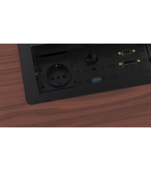 Металлический корпус WRTS-11BOX-B Wize для модульной системы врезного лючка в стол с убирающейся крышкой, черный;