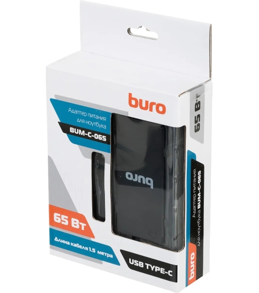 Блок питания Buro BUM-С-065 автоматический 65W 5V-20V 3A 1xUSB 2.4A от бытовой электросети LED индикатор