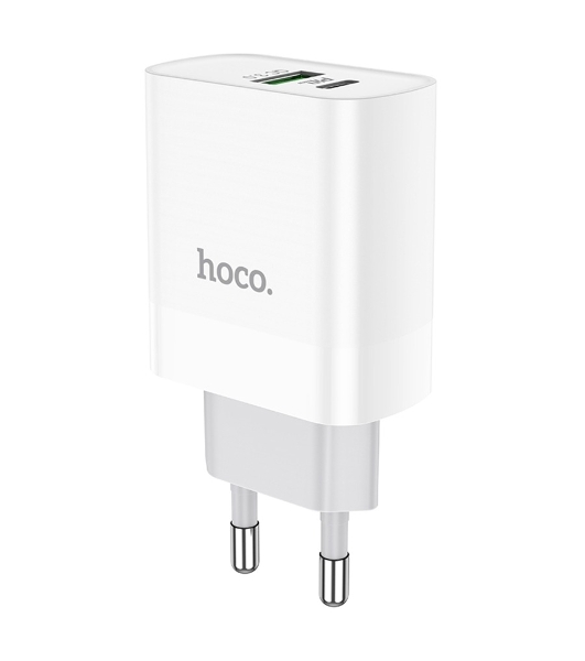 Сетевое зарядное устройство HOCO C80A Rapido 1xUSB + 1xUSB-C, 3.1A, 20W, белый