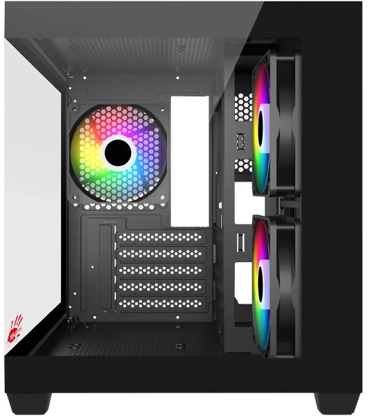 Компьютерный корпус Bloody CC-121 черный без БП mATX 7x120мм 1xUSB 2.0 1xUSB 3.0 audio