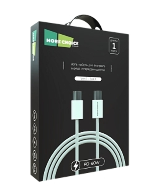 Кабель MORE CHOICE (4620202550361) K75a нейлон USB 3.0A PD 60W для Type-C Type-C 1м белый