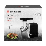 Мясорубка электрическая BRAYER BR1609 черный, 2000 Вт, 2.0 кг/мин, реверс, защита от перегрузки, насадки - 5, фото2