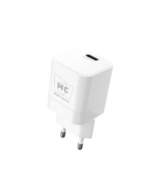 Сетевое зарядное устройство MORE CHOICE (4620202555830) NC86i 1Type-C 3.0A PD 20W для Lightning 8-pin Type-C, белый