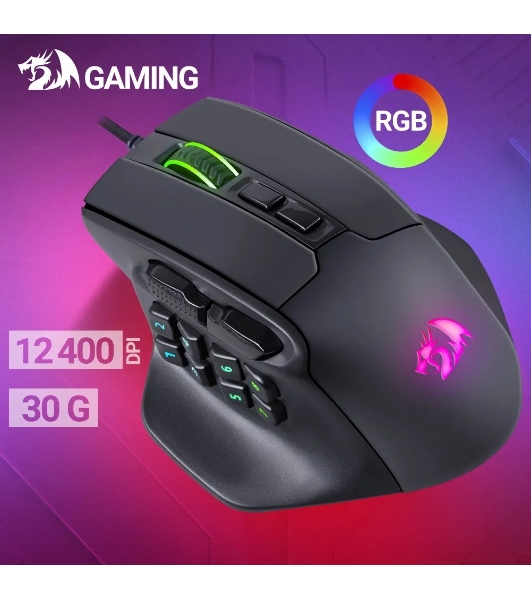 Мышь проводная REDRAGON Aatrox черный, 12400 dpi, USB, кнопки - 15