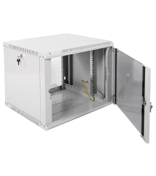 Шкаф настенный ЦМО ШРН-Э-9.500 9U 600x520 мм пер. дв. стекл несъемные бок. пан. серый