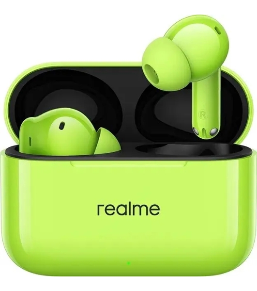 Наушники TWS Realme Buds T200 зеленый, внутриканальные, Bluetooth, до 28 ч