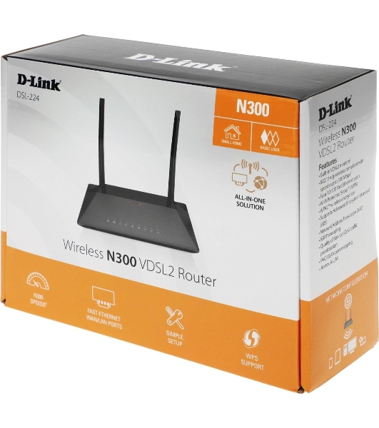 Роутер беспроводной D-Link DSL-224 10/100BASE-TX