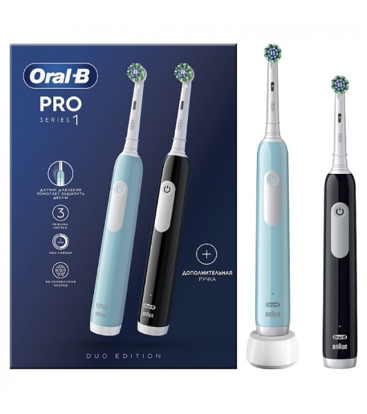 Набор электрических зубных щеток Oral-B Pro Series 1 бирюзовый/черный