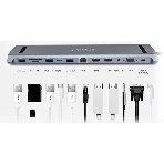 USB-концентратор Gembird UHB-D6, USB Type-C, USB 2.0/RJ45/USB Type-C PD87W/Jack 3.5 / SD/TF/2xHDMI/VGA, USB Type-C, фото3