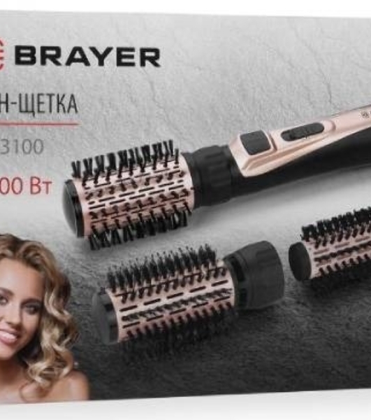 Фен-щётка BRAYER BR3100 черный/золотистый, 1000 Вт, 35/40/50 мм