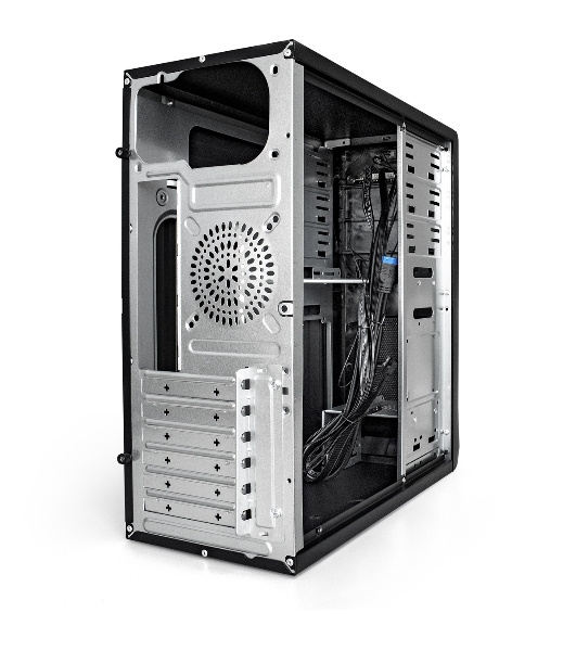 Компьютерный корпус Miditower ExeGate CP-603-UNS350 (ATX, БП UNS350 с вент. 12см, 2хUSB, аудио, черный)