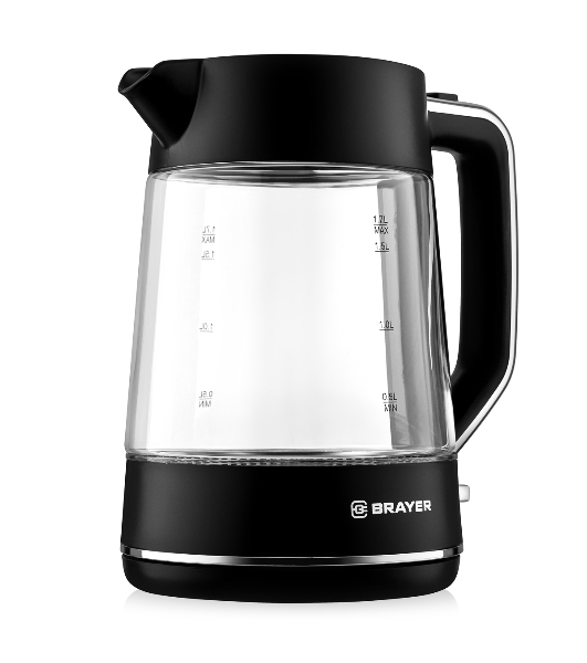 Электрочайник BRAYER BR6102 черный, 1.7 л, 2200 Вт, скрытый нагревательный элемент