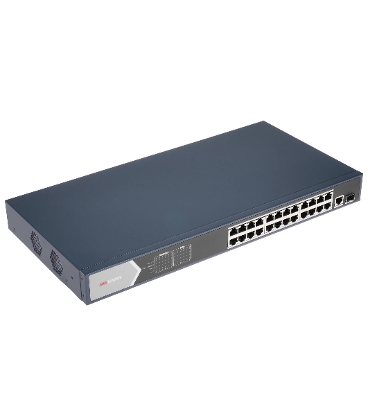 Коммутатор Hikvision DS-3E0526P-E, 24×1 Гбит/с PoE+ + 1×1 Гбит/с SFP, неуправляемый