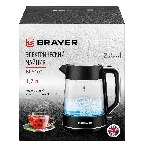 Электрочайник BRAYER BR6102 черный, 1.7 л, 2200 Вт, скрытый нагревательный элемент, фото13