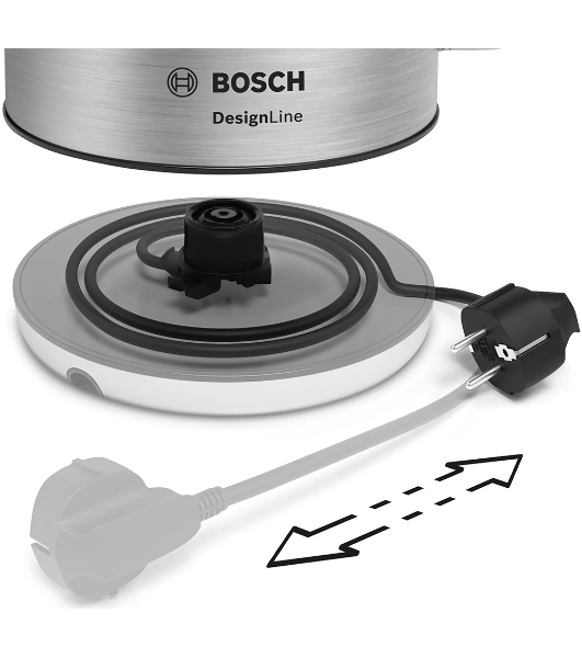 Электрочайник Bosch TWK4P440 черный, 1.7 л, 2400 Вт, скрытый нагревательный элемент
