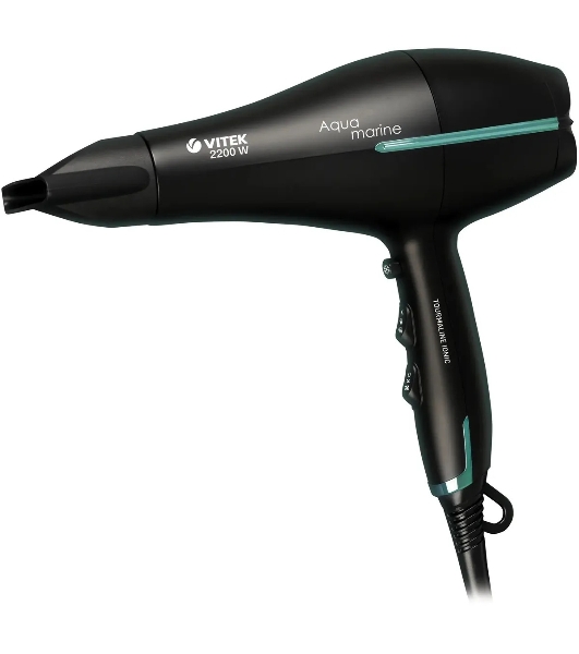 Фен Vitek VT-8216 черный/разноцветный, 2200 Вт, ионизация