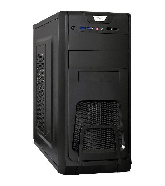 Компьютерный корпус Miditower ExeGate CP-603-UNS350 (ATX, БП UNS350 с вент. 12см, 2хUSB, аудио, черный)