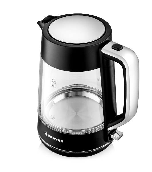 Электрочайник BRAYER BR6102 черный, 1.7 л, 2200 Вт, скрытый нагревательный элемент