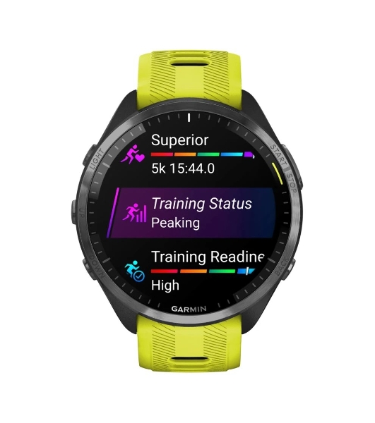 Умные часы Garmin Forerunner 965, 1.4' AMOLED, Wi-Fi, Bluetooth, NFC, GPS, 50м, черный / желто-черный