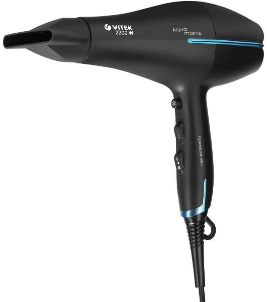 Фен Vitek VT-8216 черный/разноцветный, 2200 Вт, ионизация
