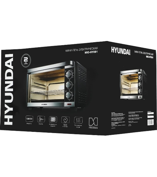 Мини-печь Hyundai MIO-HY091 20 л, 1380 Вт, черный