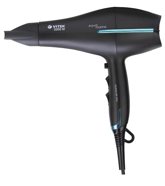 Фен Vitek VT-8216 черный/разноцветный, 2200 Вт, ионизация