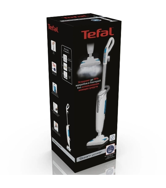 Пароочиститель Tefal VP6557RH белый, напольный, 1200 Вт, 23 г/мин, 700 мл